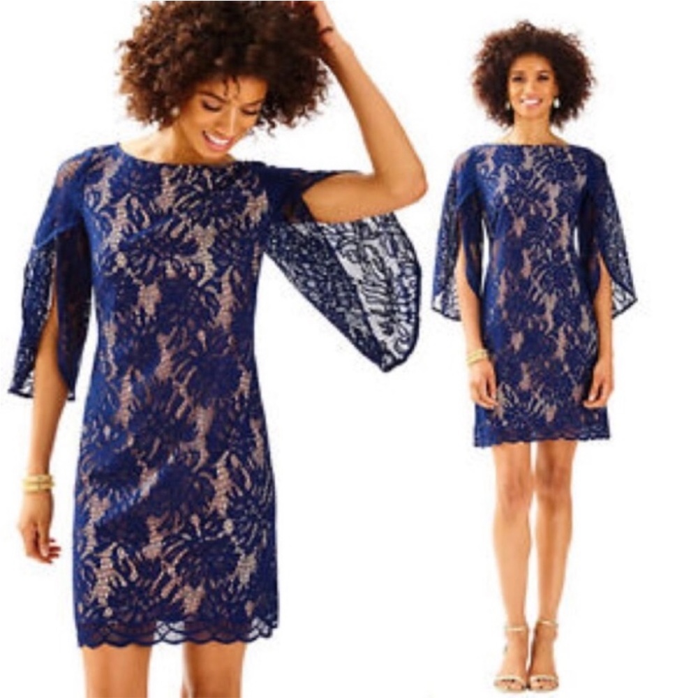LILLY PULITZER Belmont Dress Paradise Found Lace - True Navy